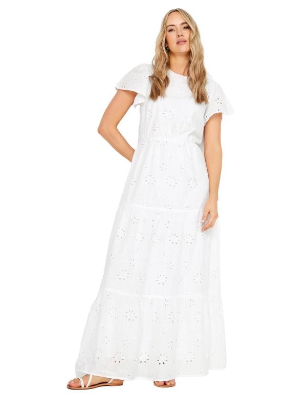 LTS Tall White Broderie Flutter Sleeve Maxi Dress | Long Tall Sally 6